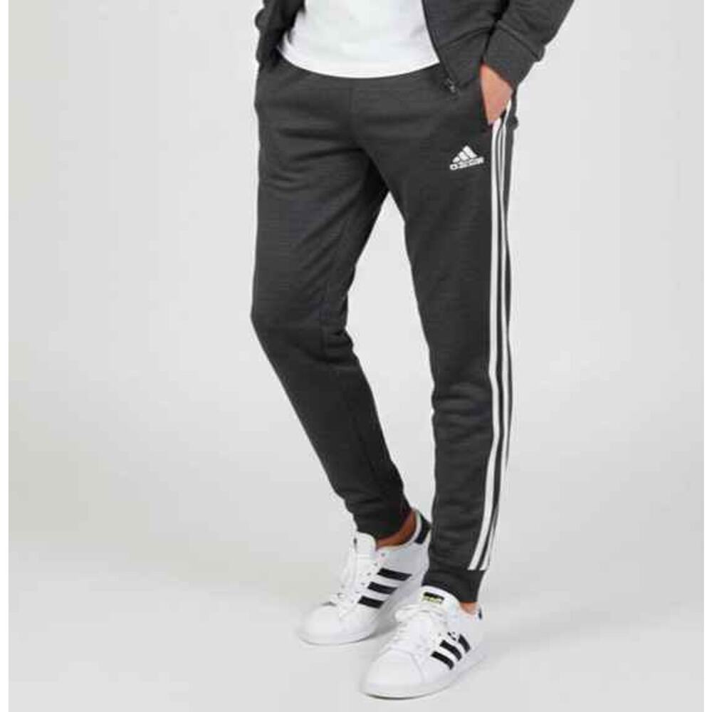 Adidas‎ Boys 3-Stripe Heathered Jogger Pants Size XL 14 - 16 Black Gray